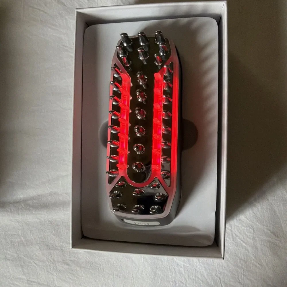 EMS RF Red Light Scalp Massager Comb USB Rechargeable Meridian Hair MassageBrush